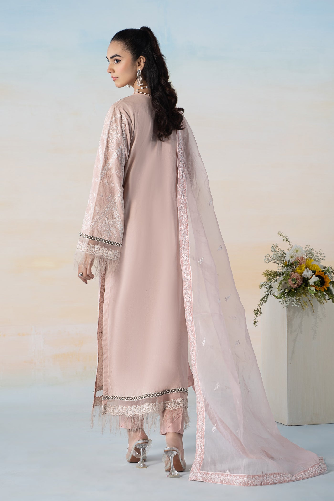 3 PIECE EMBROIDERED SELF JACQUARD SUIT | DW-EF24-32