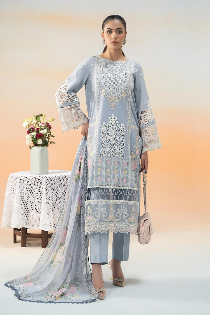3 Piece Embroidered Dobby Lawn Suit All Products DWF2535-ESM-IBU