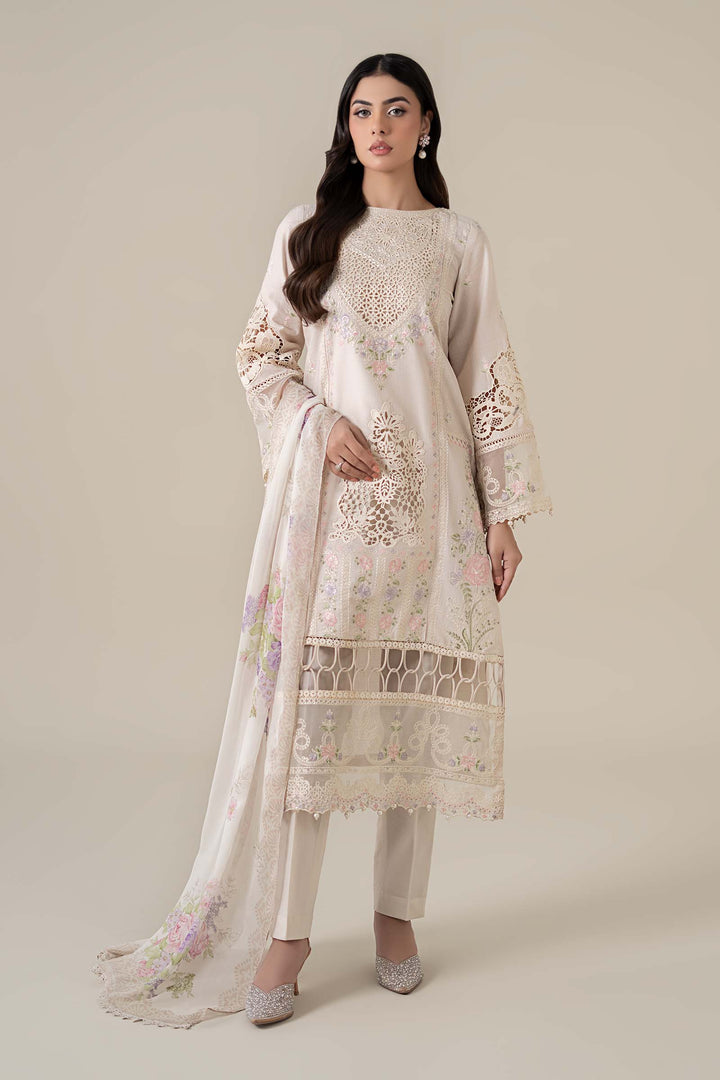 3 Piece Embroidered Dobby Lawn Suit All Products DWEF235-ESM-OFW