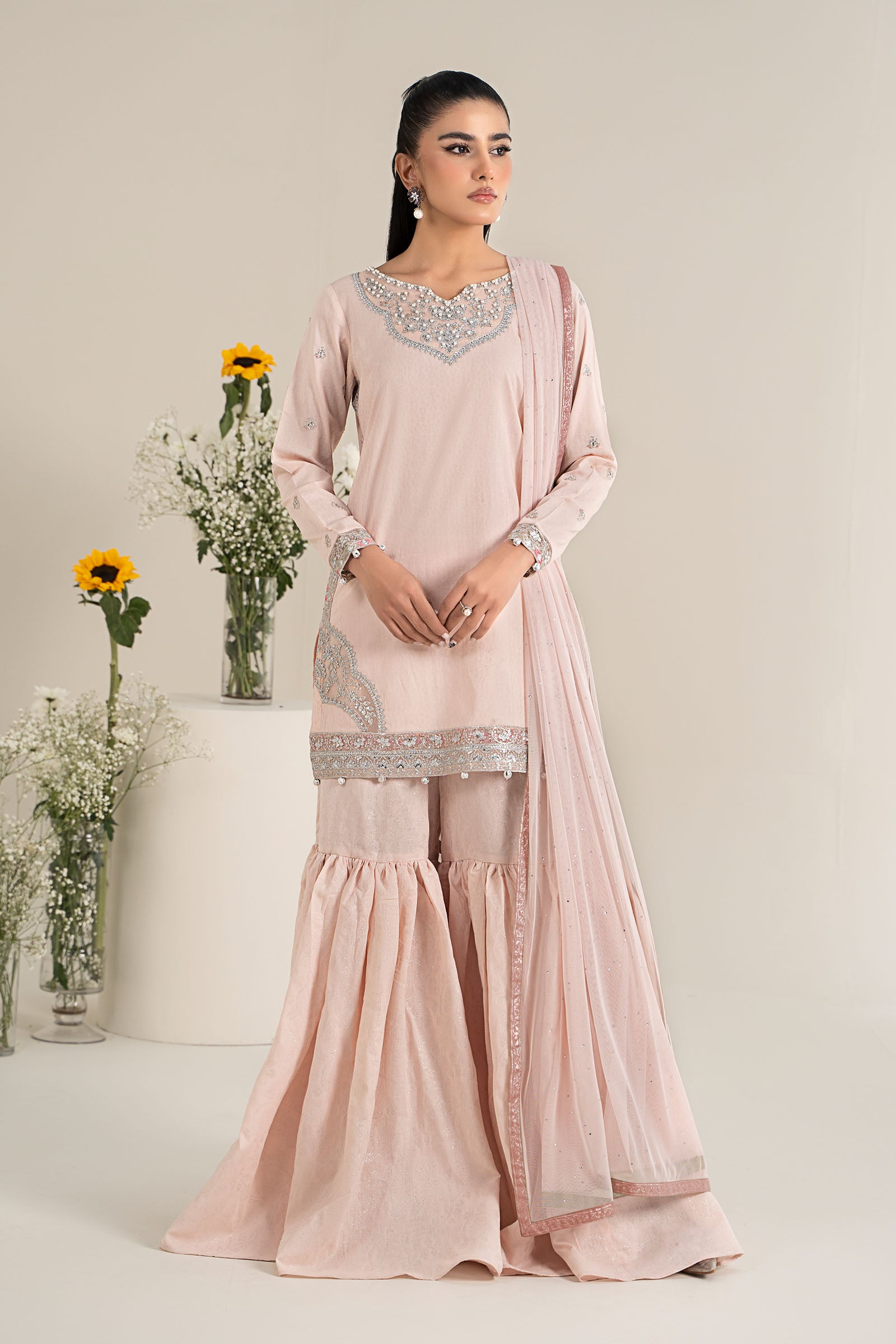 Afiay Embroidered Lawn Stitched 3 Piece Suit - Gorgeous - AFY25PR - Pink - Summer Collection