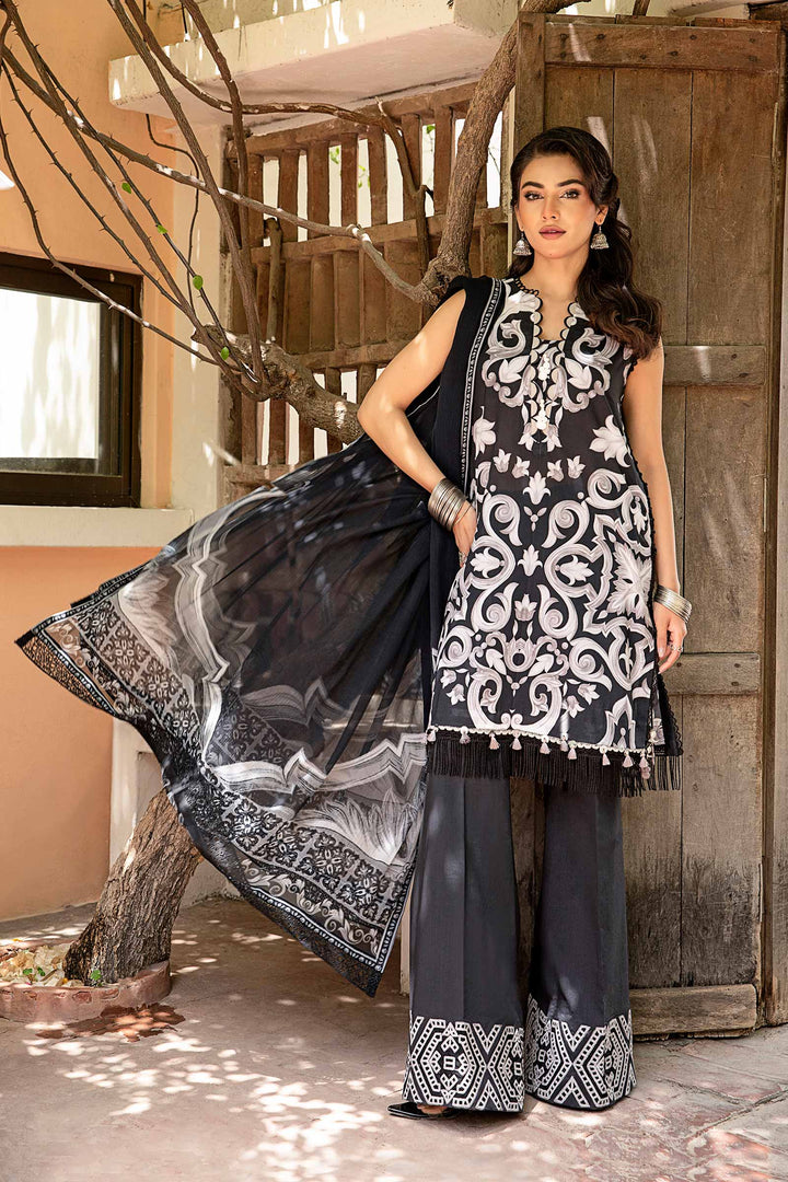 3 Pc Unstitched Embroidered Lawn Suit | MB-CUS25-904B All Products MUS904B-999-BLK