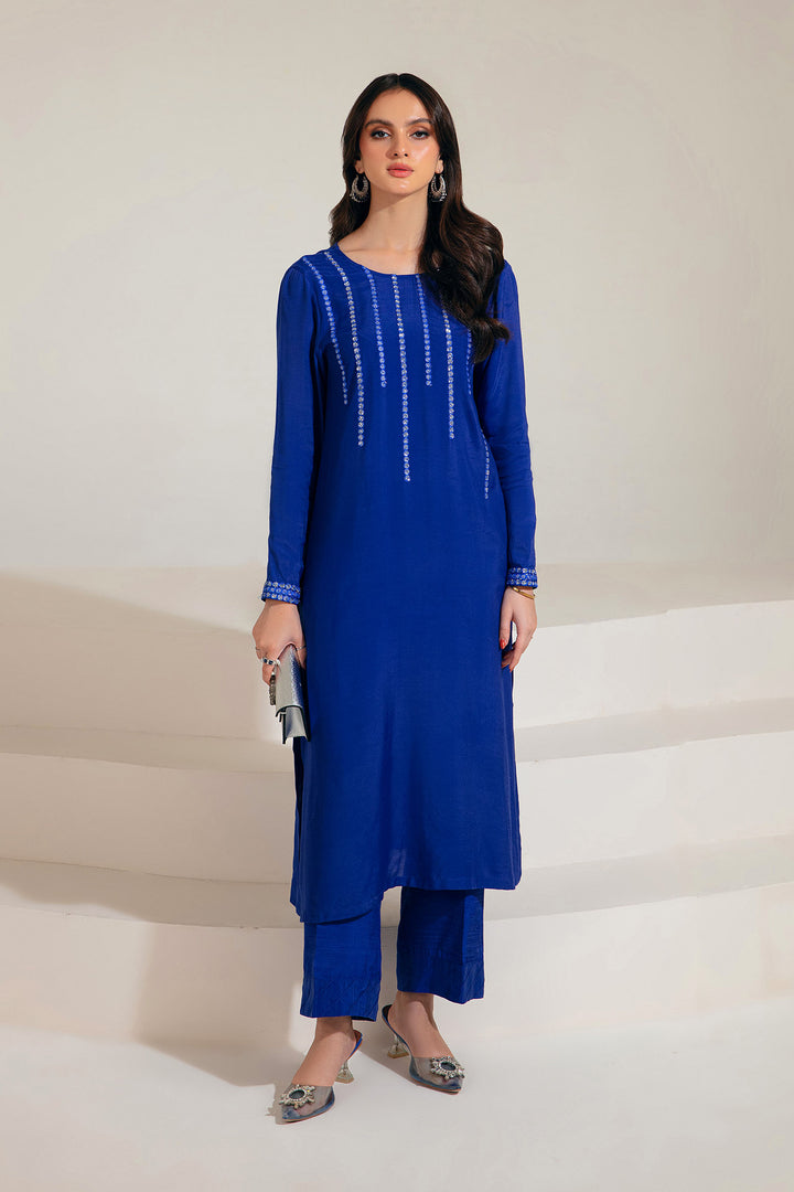 2 Pc Embroidered Raw Silk Suit | MB-F23-417  MBF0417-EXS-EBU