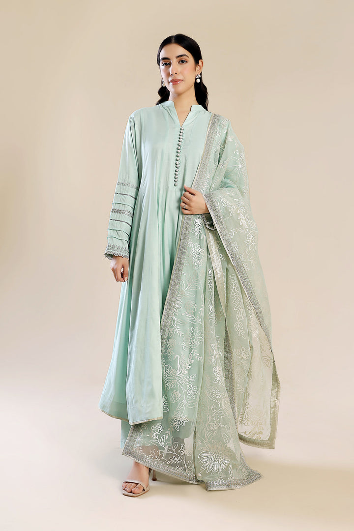 2 Pc Embroidered Raw Silk Suit  MB24605-ESM-SGR