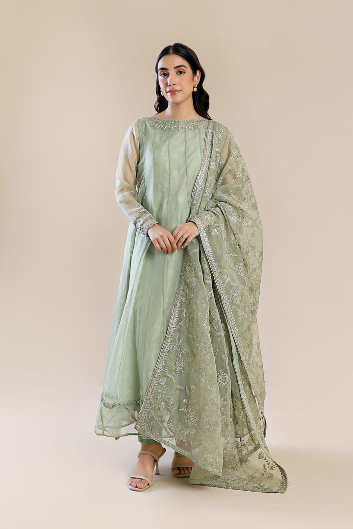 2 Pc Embroidered Organza Suit  MB24606-ESM-MGN