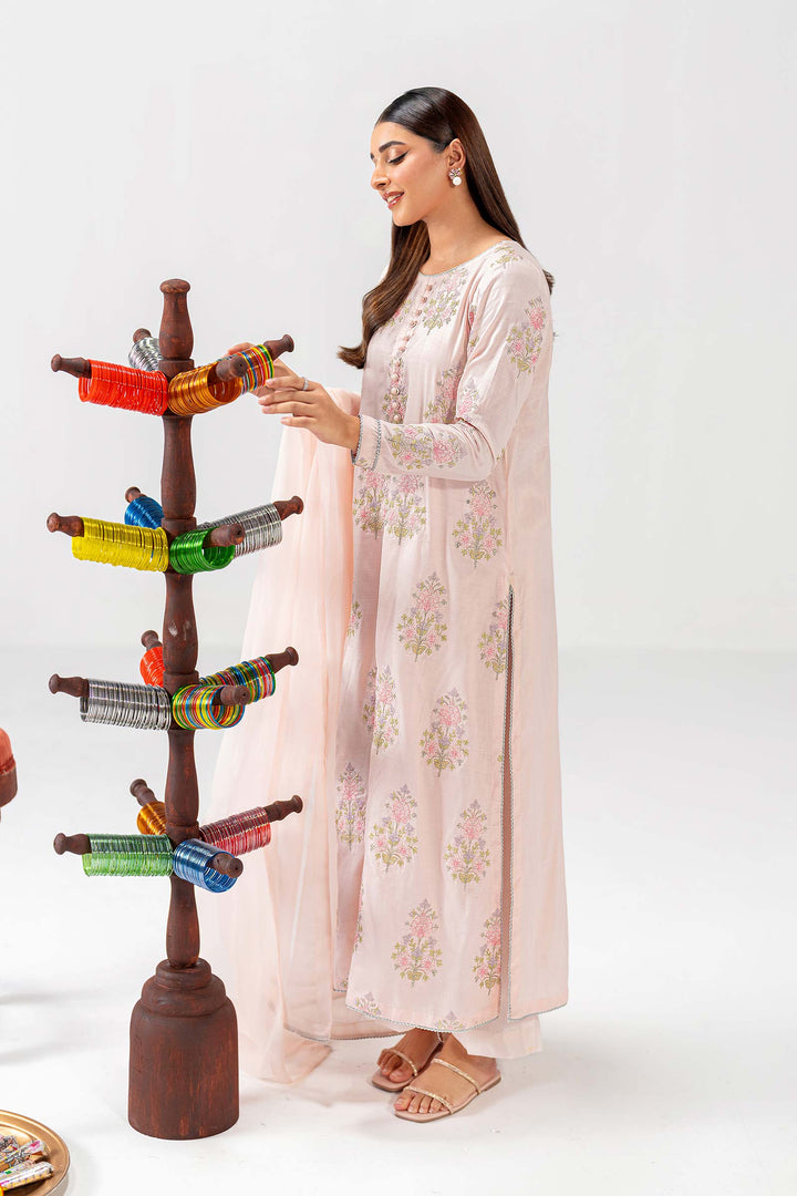 2 Pc Embroidered Raw Silk Suit  MB24609-ESM-TPN