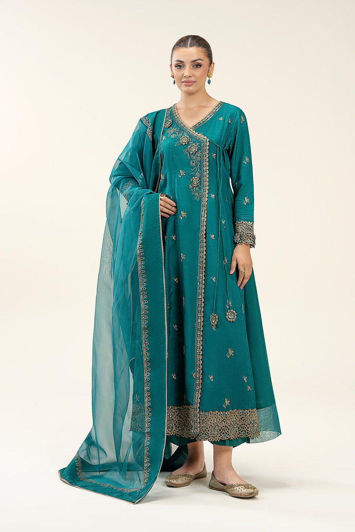 2 Pc Embroidered Raw Silk Suit  MBFS021-ESM-BLG