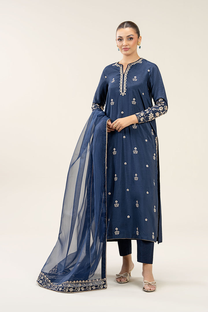 2 Pc Embroidered Bamberg Raw Silk Suit  MBFS058-ESM-NBU