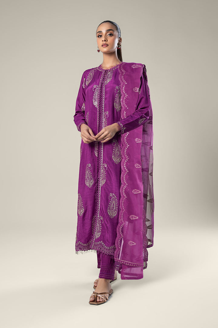 2 Pc Embroidered Raw Silk Suit  MBWF029-ESM-PRP
