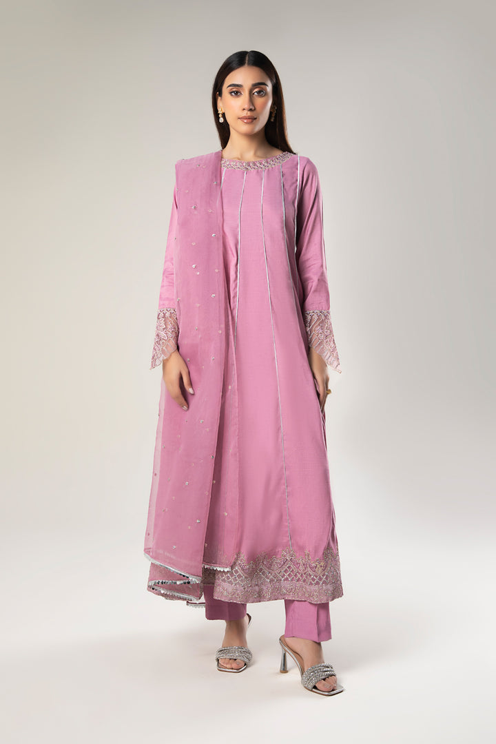 2 Pc Embroidered Raw Silk Suit  MBWF042-ESM-LDR