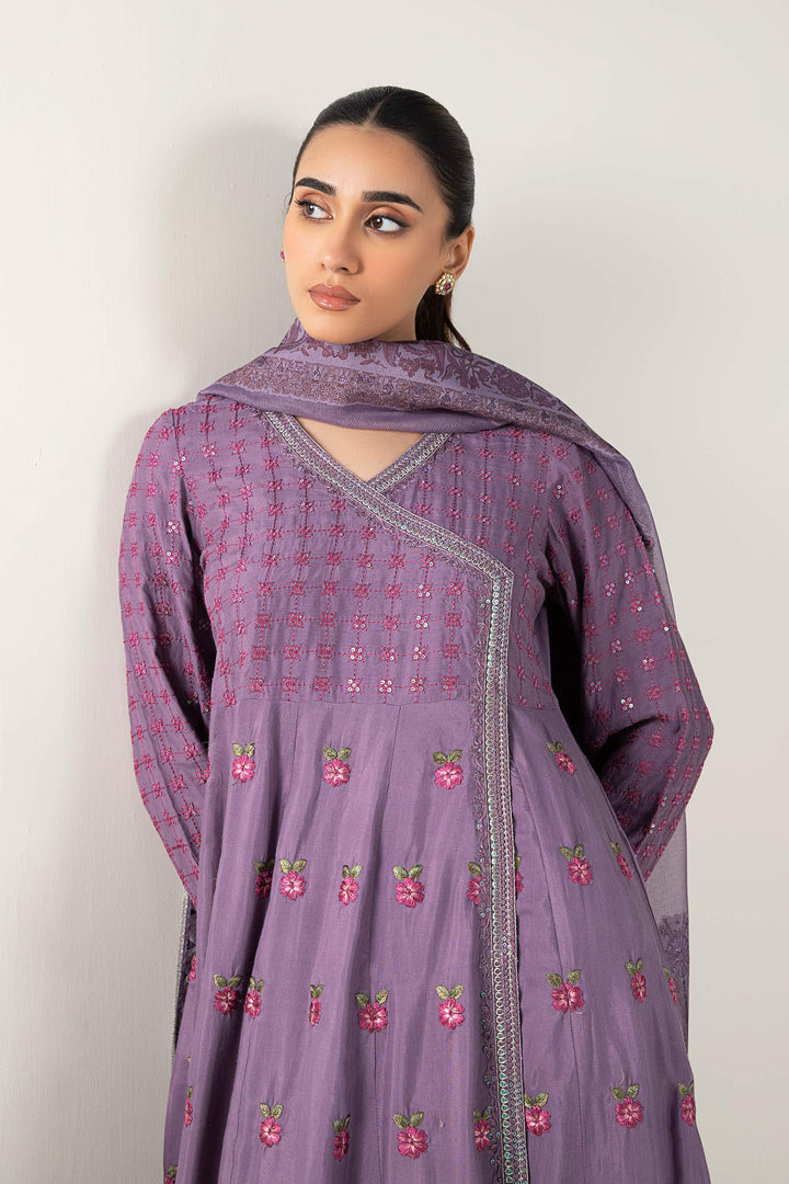 2 Pc Embroidered Raw Silk Suit  MBWF043-ESM-LIA