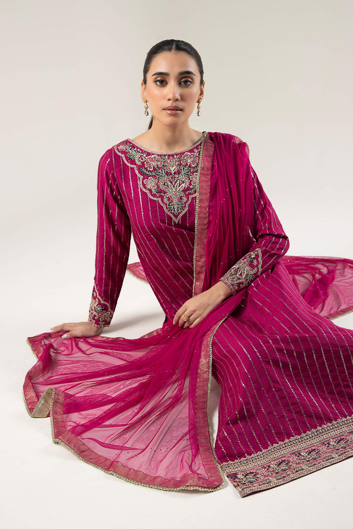 2 Pc Embroidered Khaddi Silk Suit  MBWF044-ESM-FPI