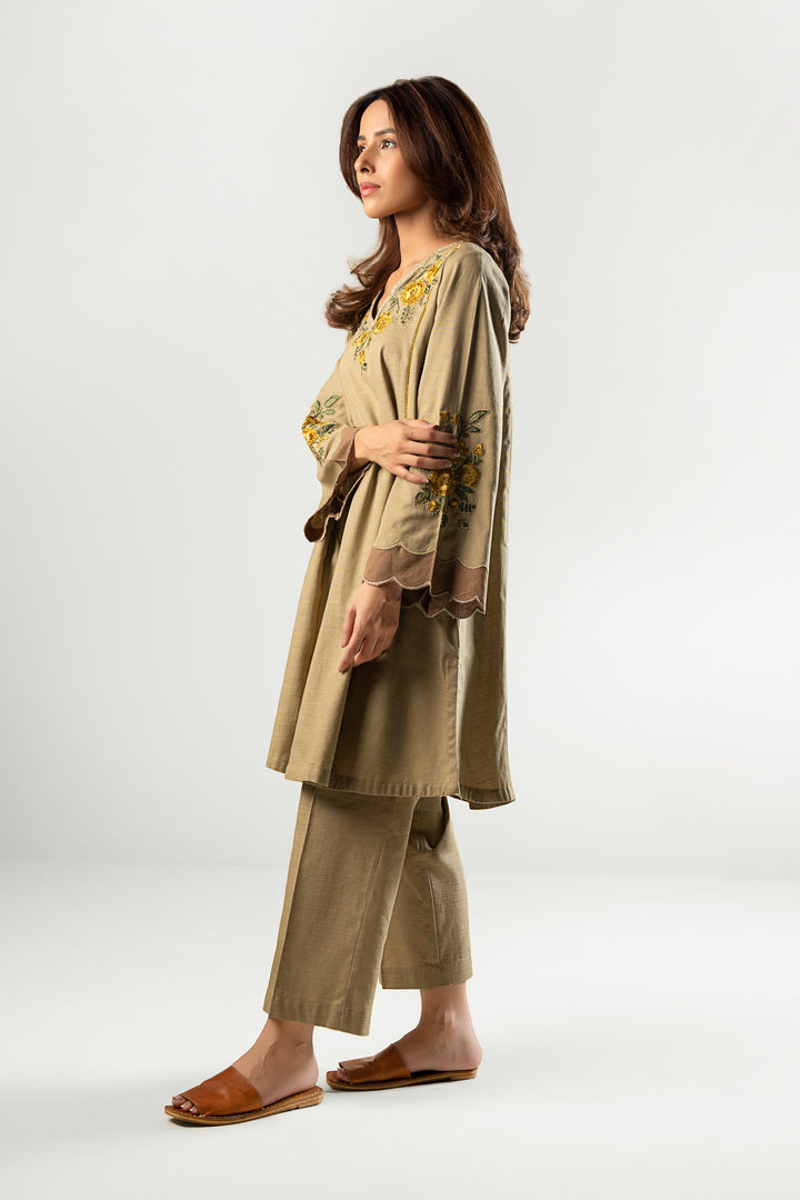 2 Pc Embroidered Khaddar Suit  MBWS019-ESM-OGY