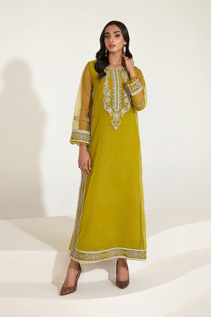 2 Pc Embroidered Raw Silk Suit | MB-F23-410  MBF0410-EXS-OGR