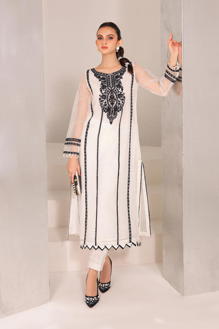 2 Pc Embroidered Raw Silk Suit | MB-F23-411  MBF0411-EXS-WHT