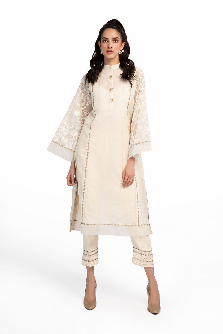 2 Pc Embroidered Raw Silk Suit  MB23303-ESM-OFW