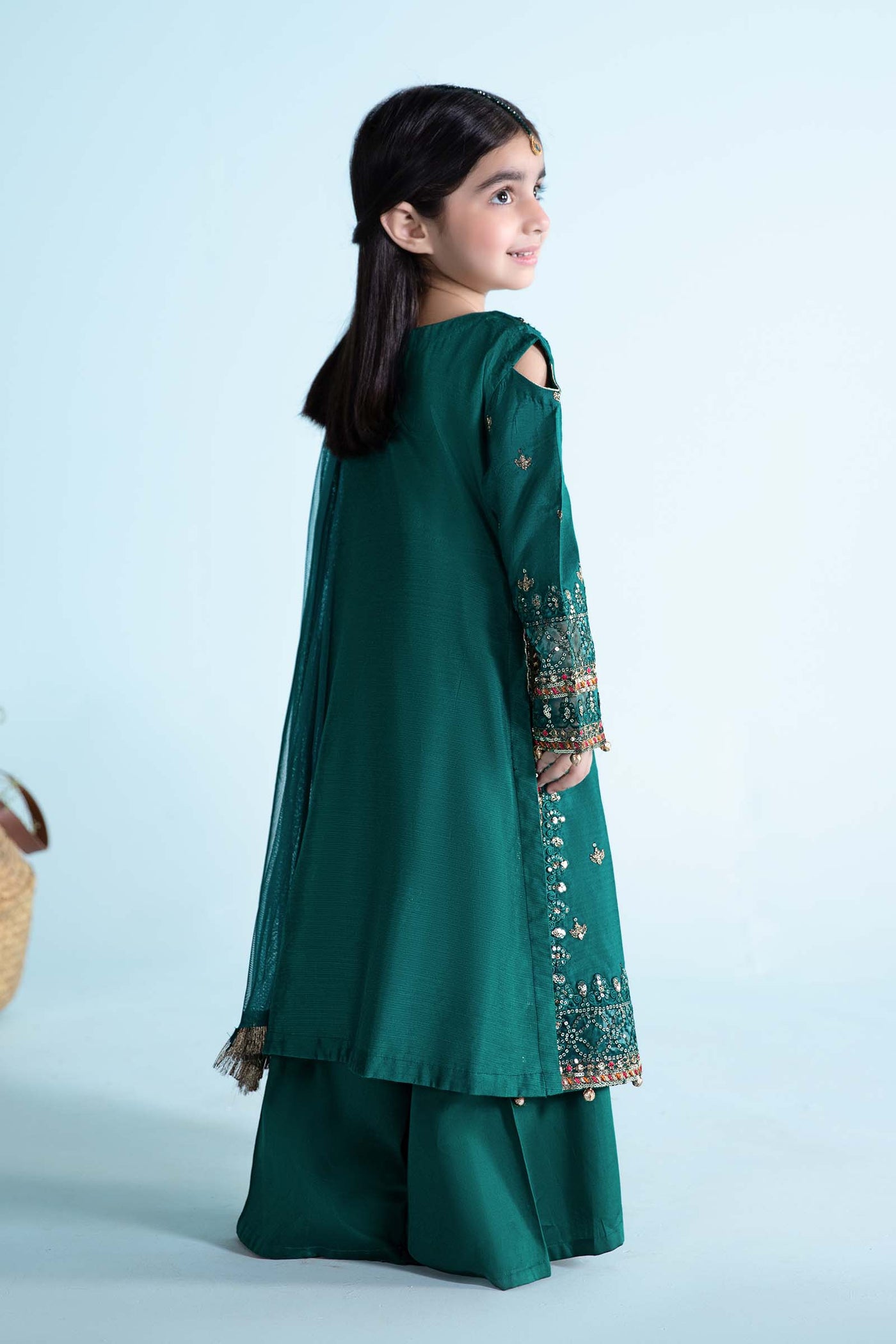 3 PIECE EMBROIDERED COTTON SILK SUIT | MKS-EA24-13