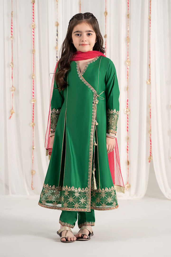 3 Piece Embroidered Cotton Satin Suit All Products MSF2541-023-GRN