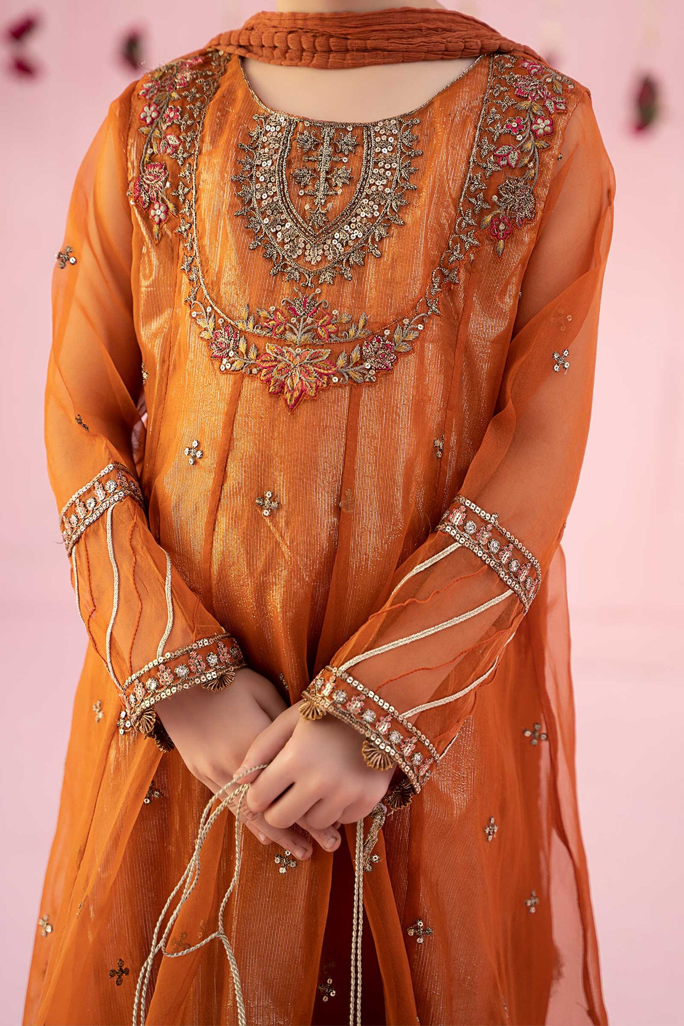 3 PIECE EMBROIDERED ORGANZA SUIT | MKS-EF24-26