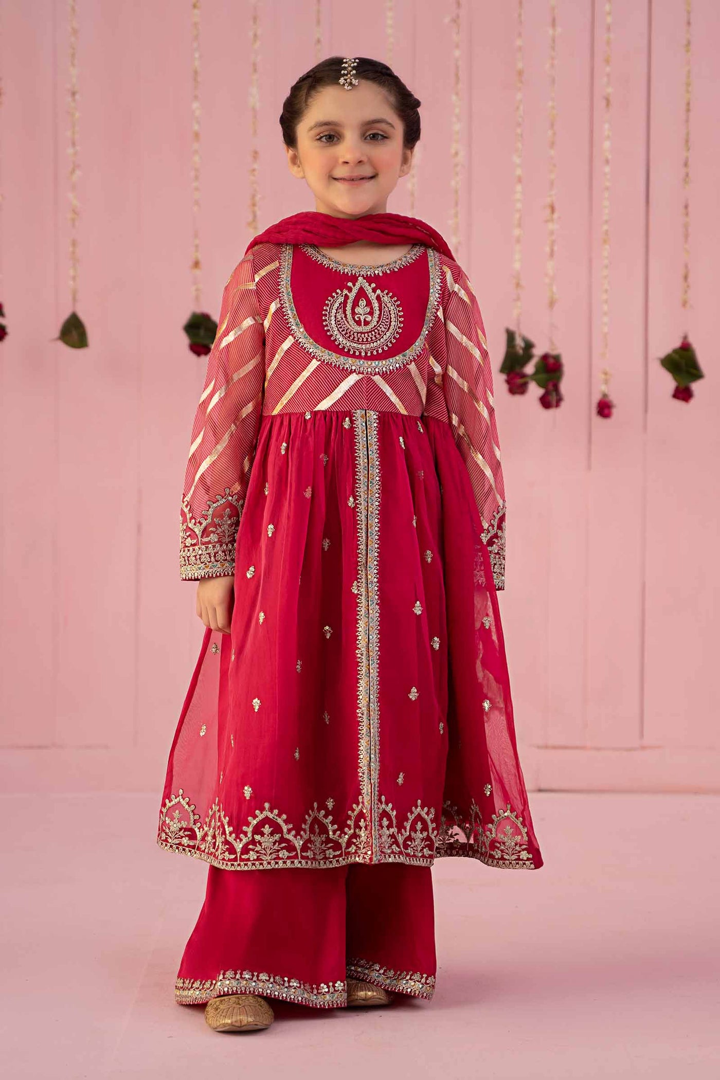 3 PIECE EMBROIDERED ORGANZA SUIT | MKS-EF24-27