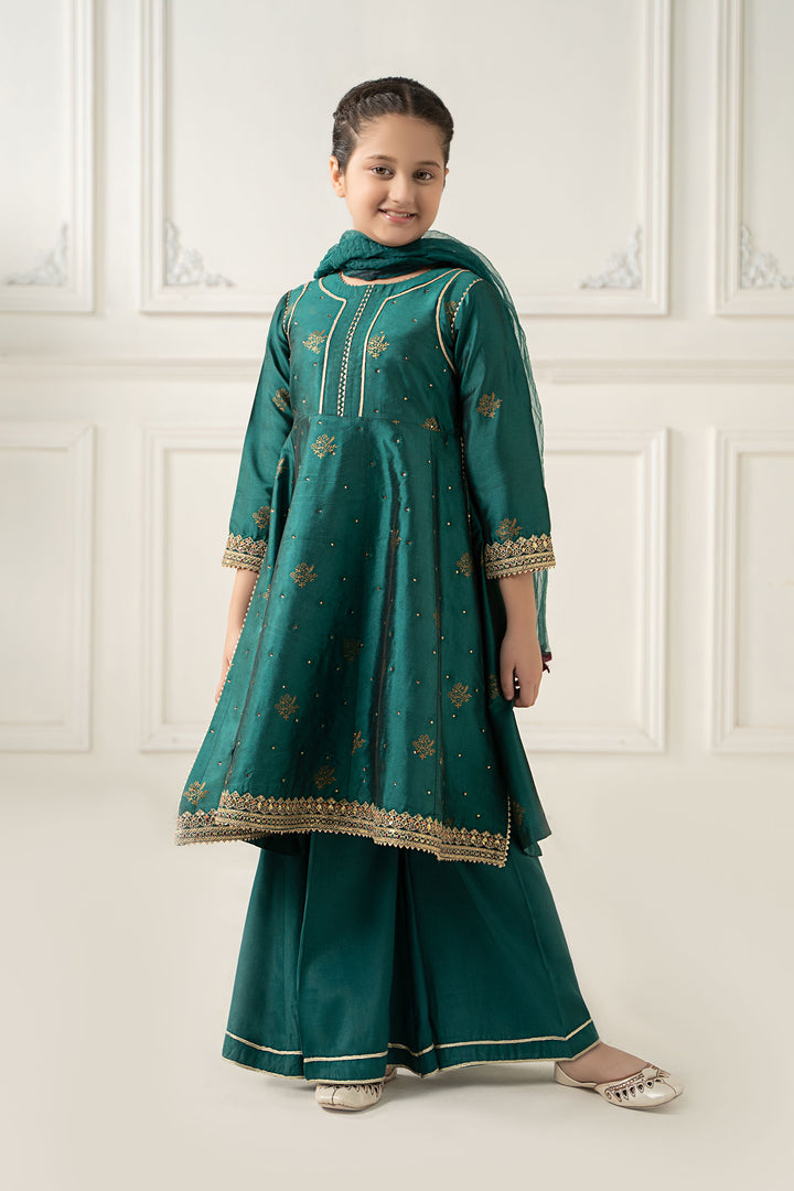 3 Piece Embroidered Polyester Net Suit All Products MSF2549-023-TEL
