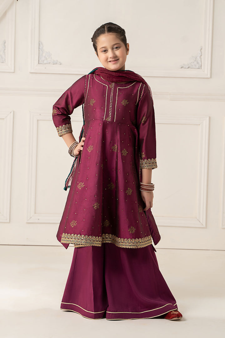 3 Piece Embroidered Polyester Net Suit All Products MSF2549-023-MGT