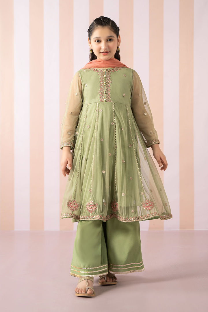 3 Piece Embroidered Polyester Net Suit All Products MSF2502-023-POG
