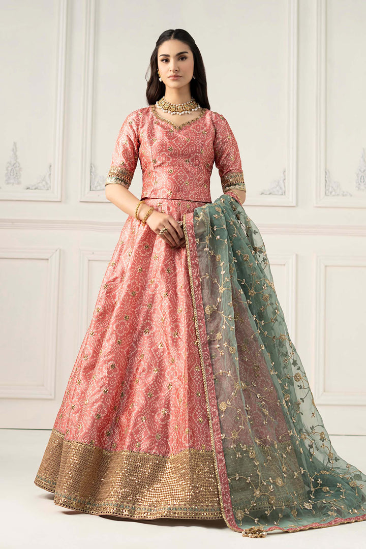 3 Piece Embroidered Raw Silk Suit All Products SFF2511-ESM-CRL