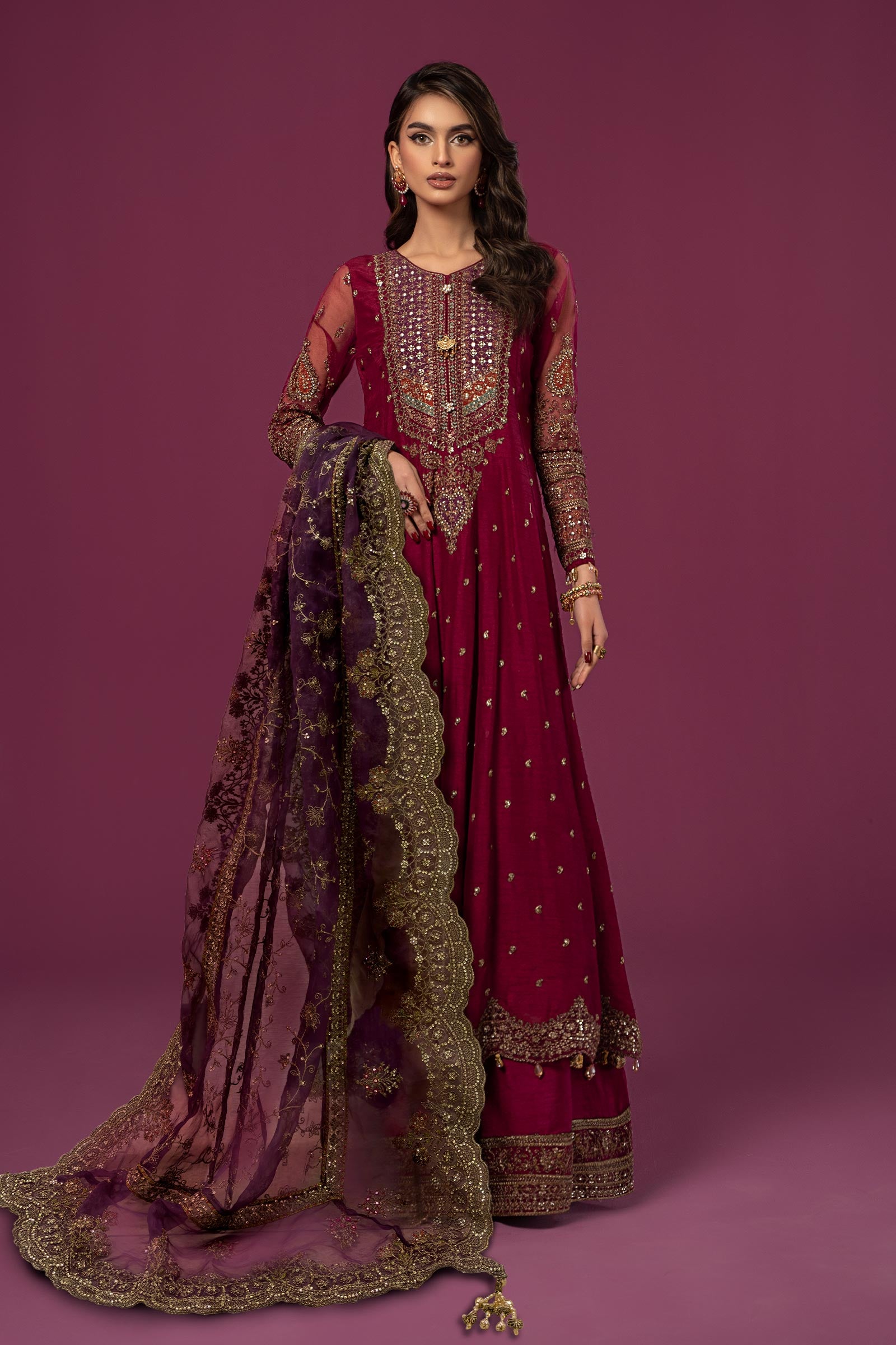 Soiree by Maria B Unstitched Raw Silk Embroidered Suits 3 Piece MB25SF D-4 - Formals Collection main image 0
