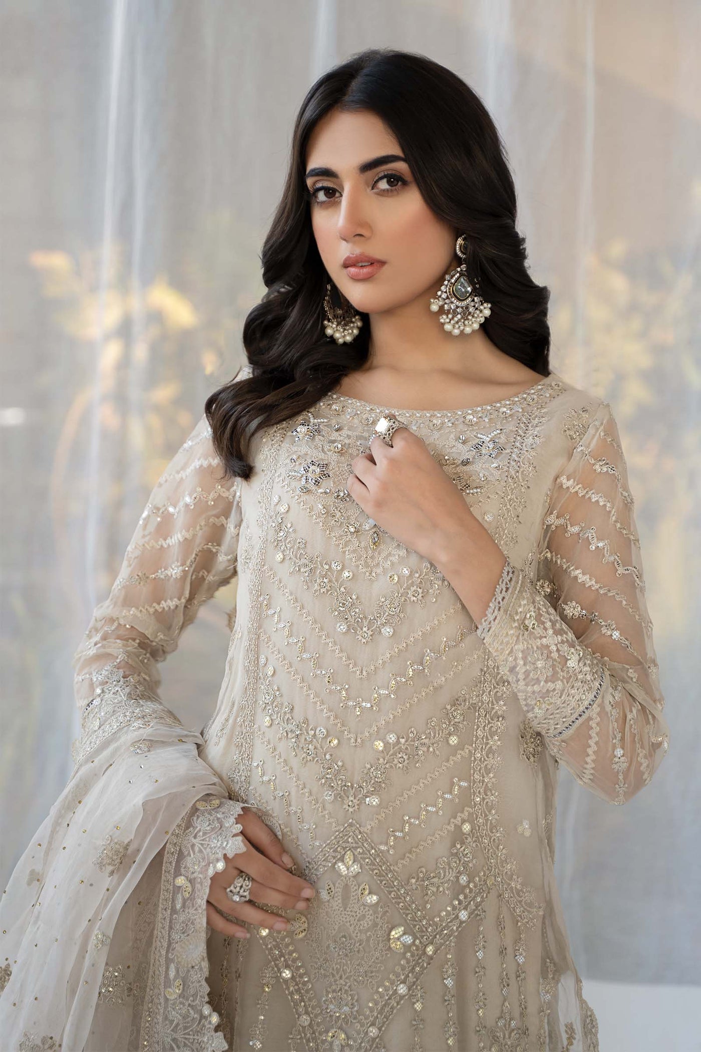 3 PIECE EMBROIDERED ORGANZA SUIT | SF-EF24-29