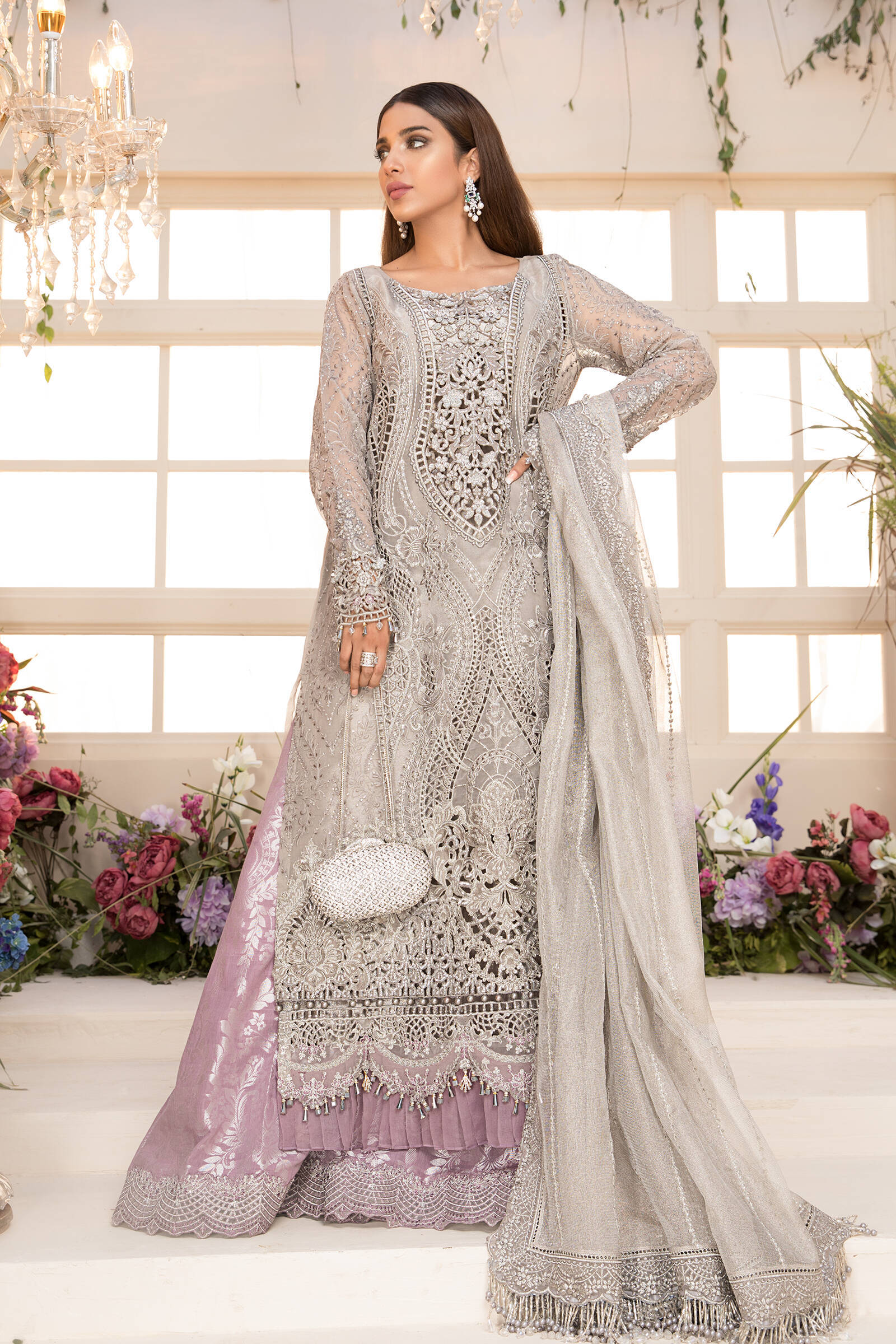 Maria b grey clearance dress