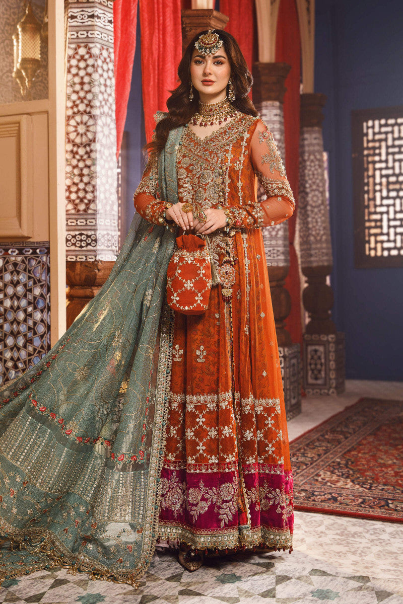 maria b orange dress Unstitched Chiffon