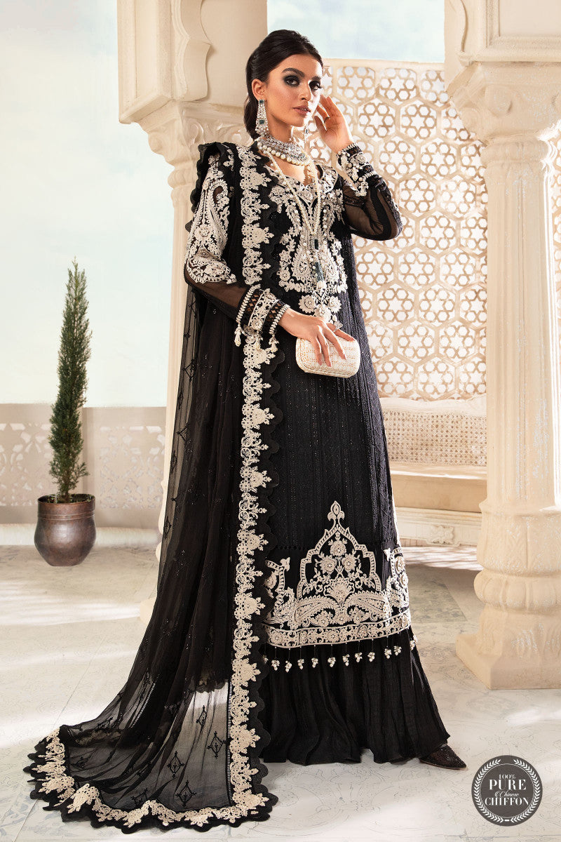 maria b black chiffon dress Maria B Black Chiffon Frock Master Replica