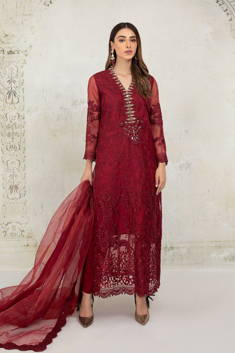 Maria b maroon dress deals