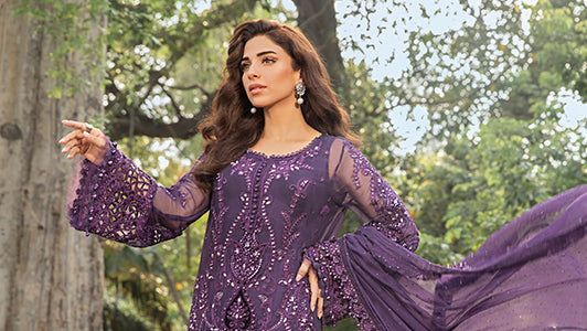 Ethereal Enchantment: Maria.B.’s Unstitched Chiffon Edition