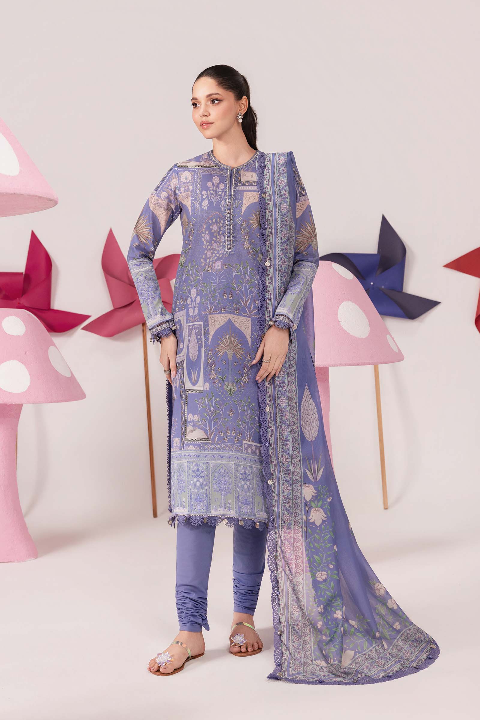 3 Pc Unstitched Embroidered Lawn Suit