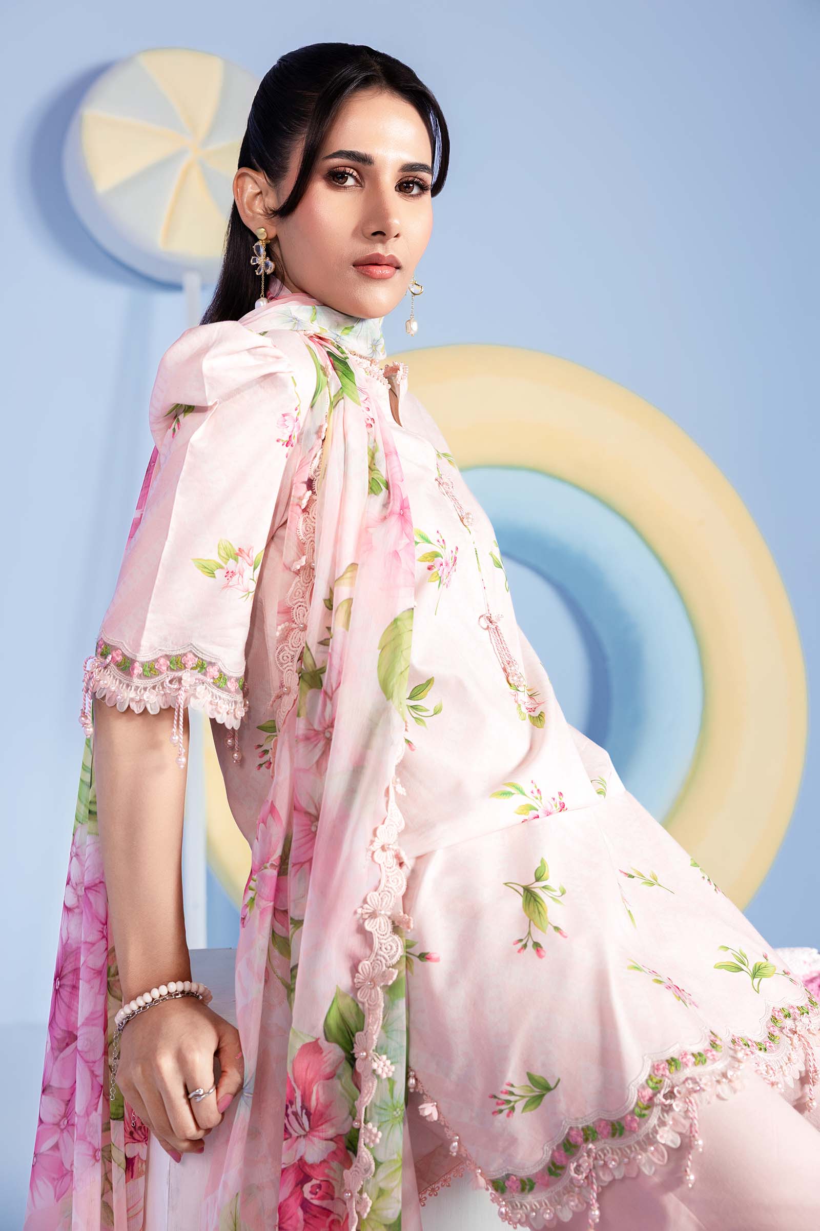 3 Pc Unstitched Embroidered Lawn Suit