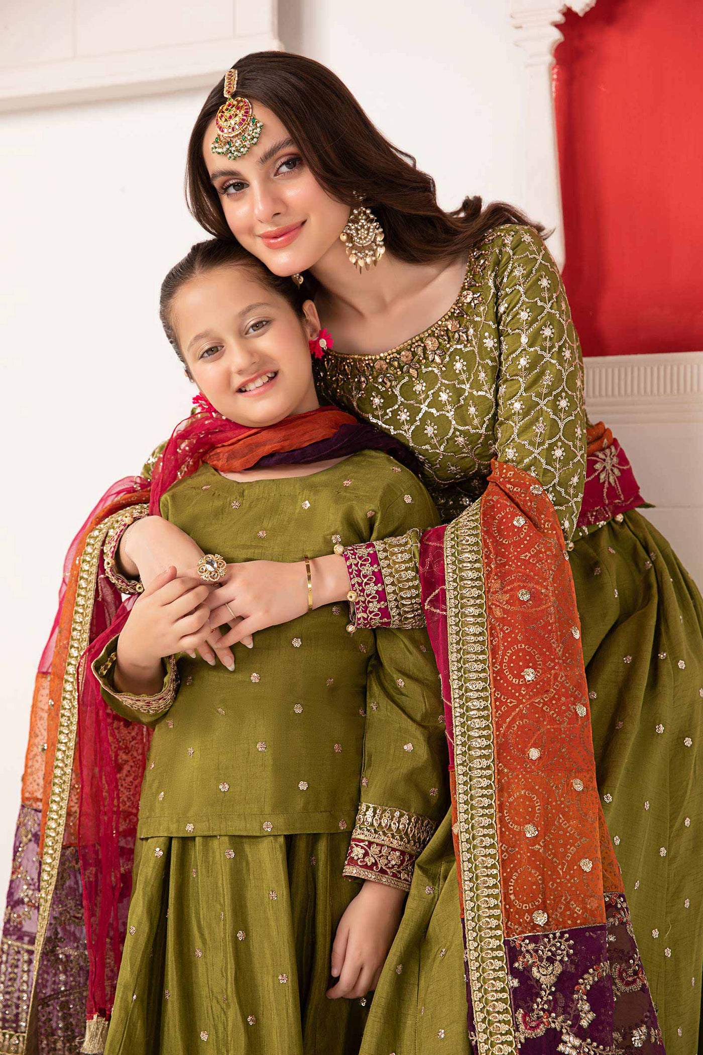 3 Piece Embroidered Raw Silk Suit