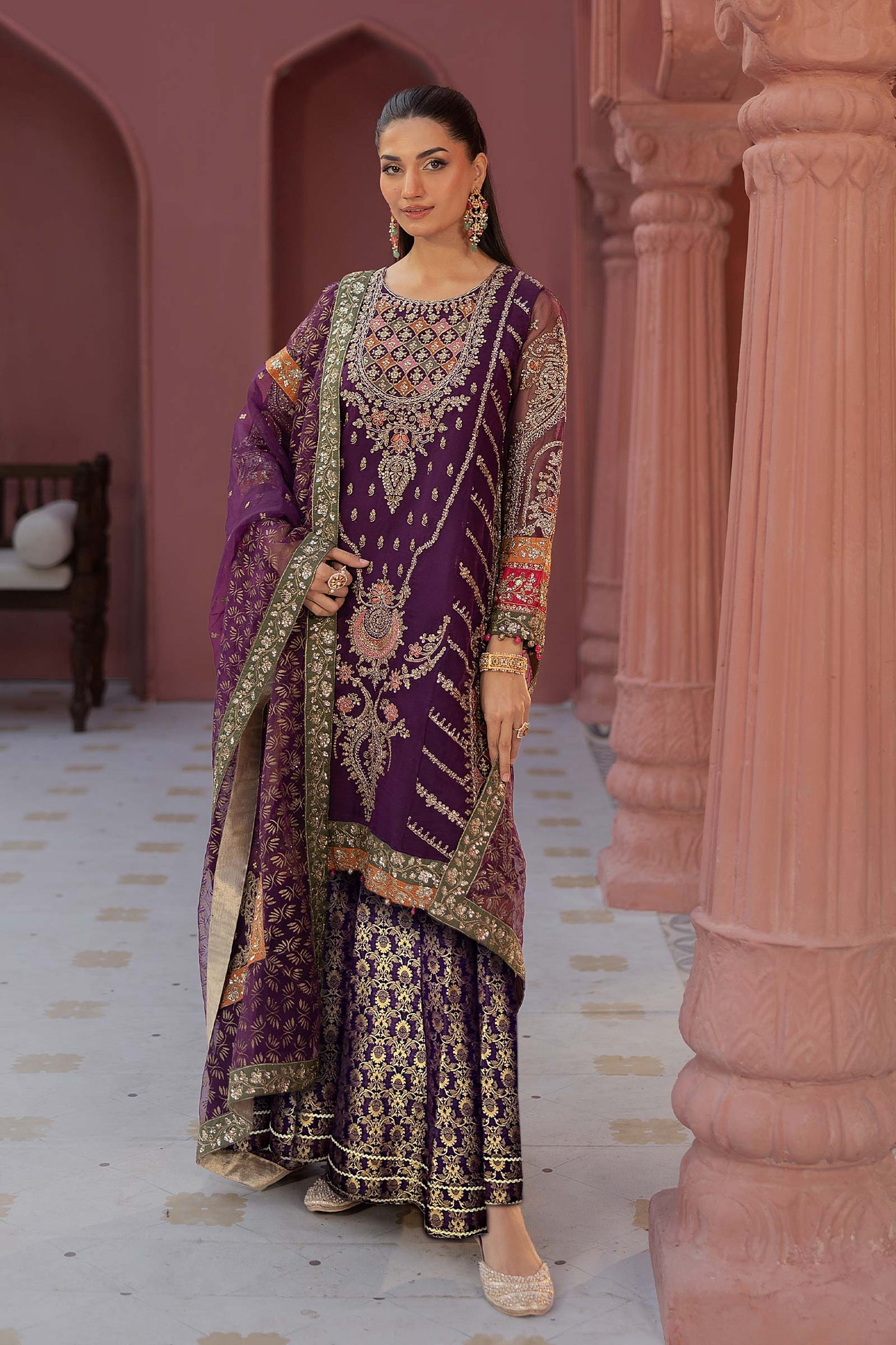 3 Piece Embroidered Organza Suit