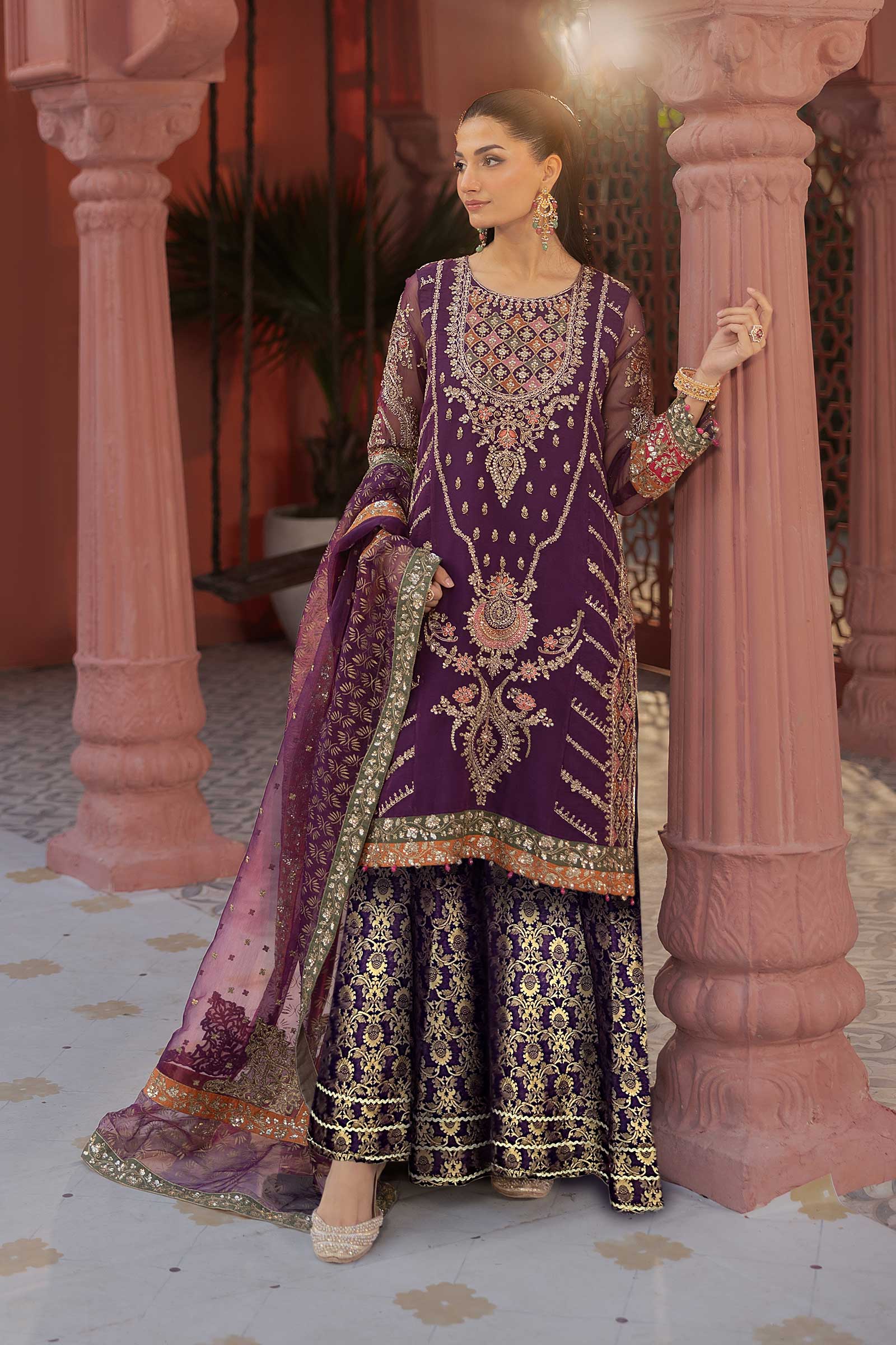3 Piece Embroidered Organza Suit