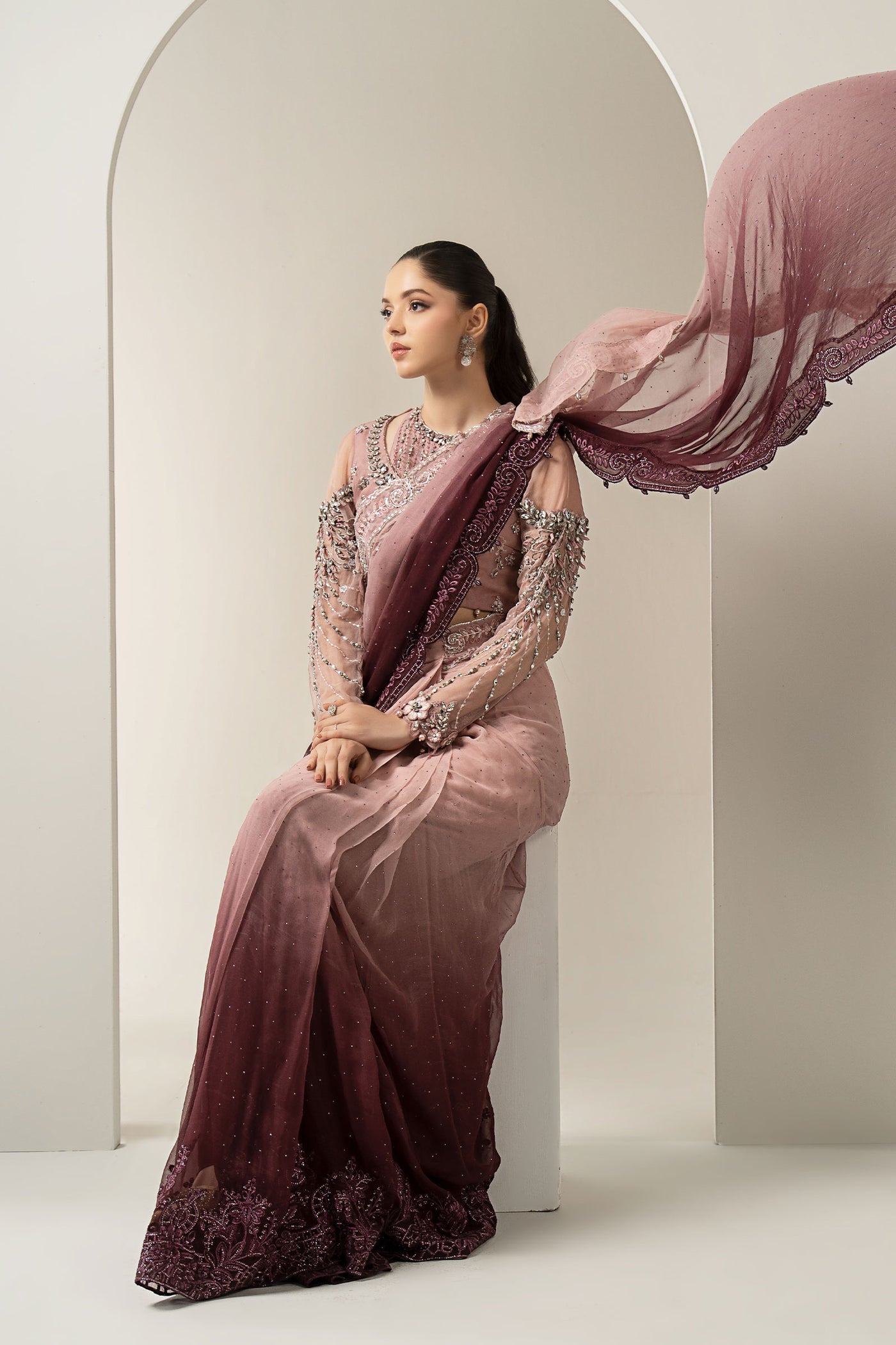 Embroidered Chiffon Saree | BDS-3001