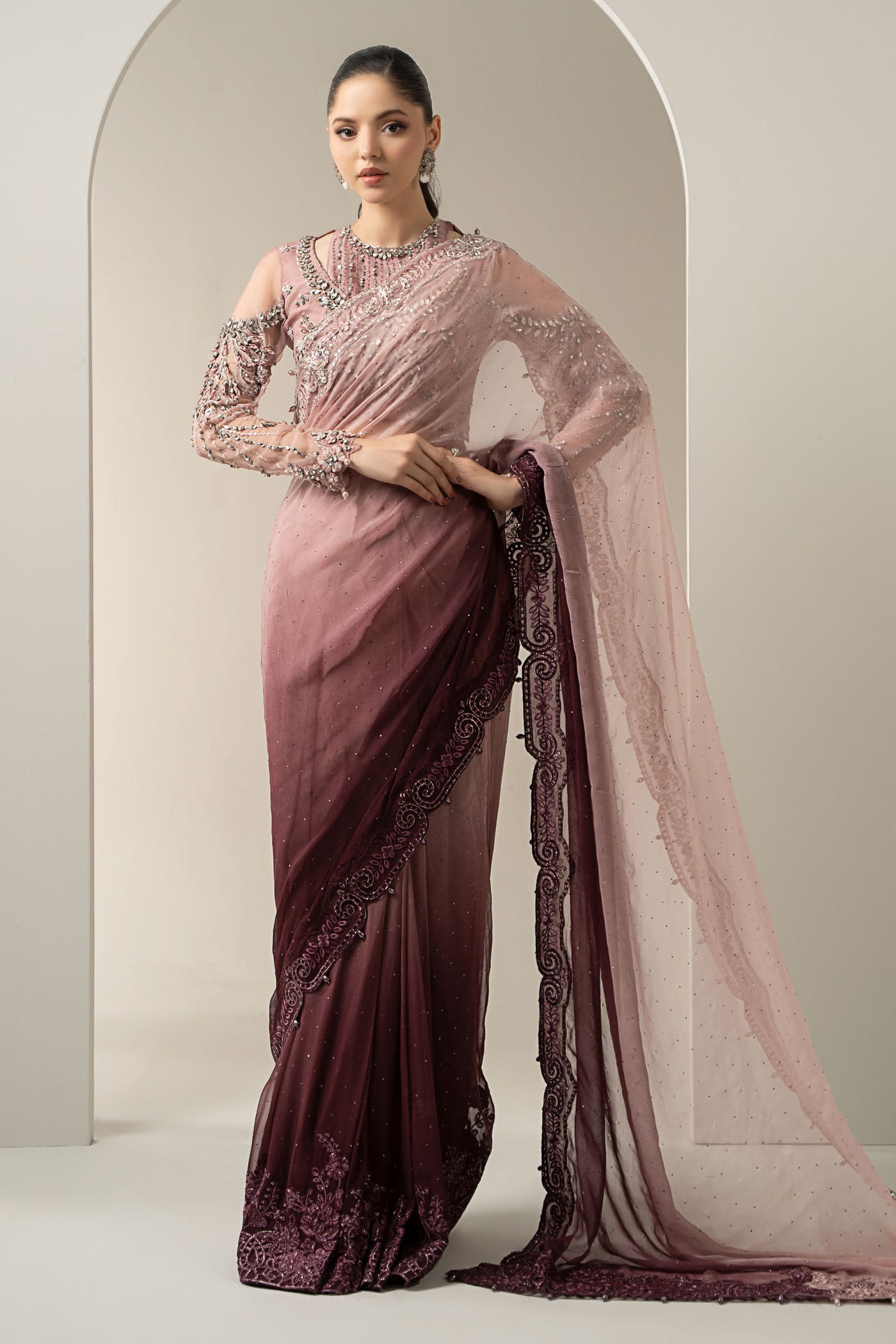 Embroidered Chiffon Saree | BDS-3001