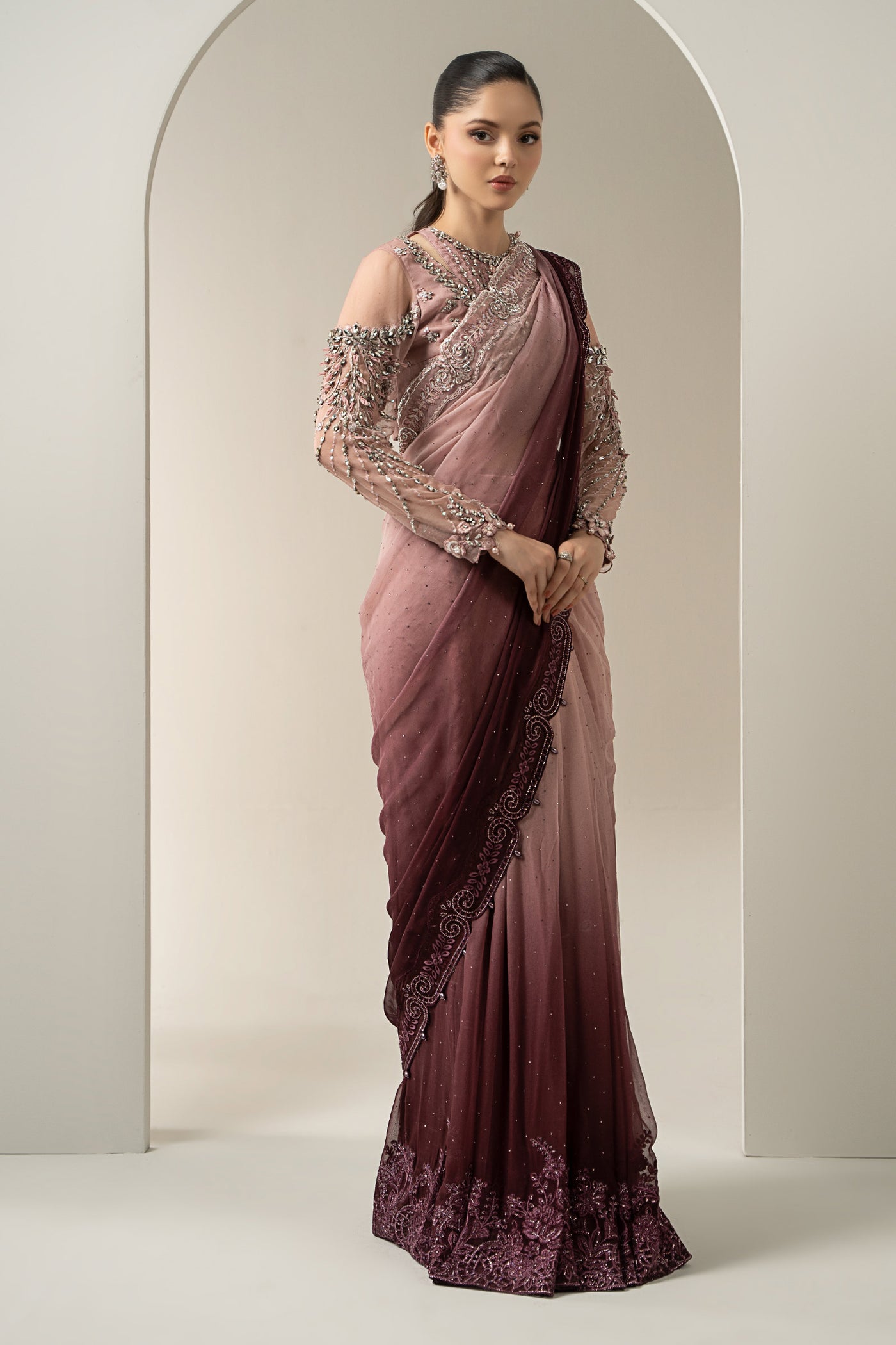 Embroidered Chiffon Saree | BDS-3001
