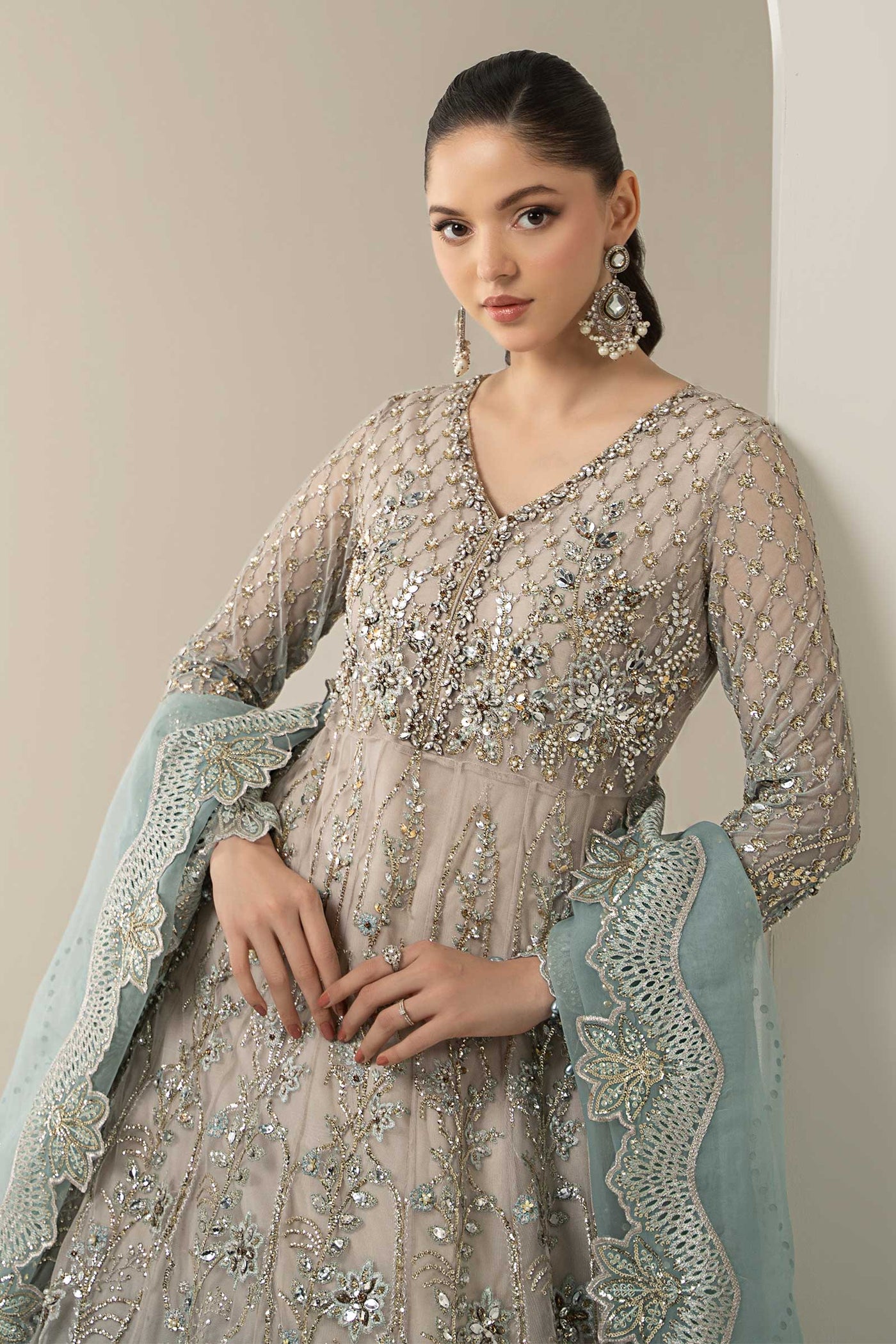 3 Piece Embroidered Net Suit | BDS-3002