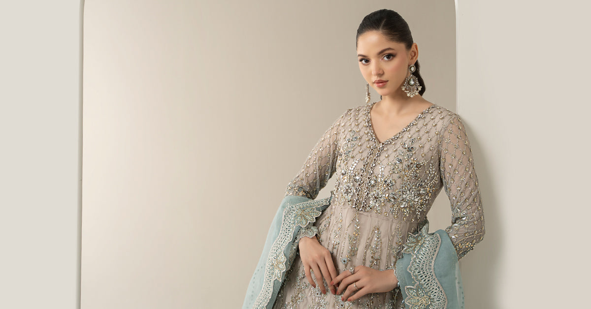 3 Piece Embroidered Net Suit | BDS-3002