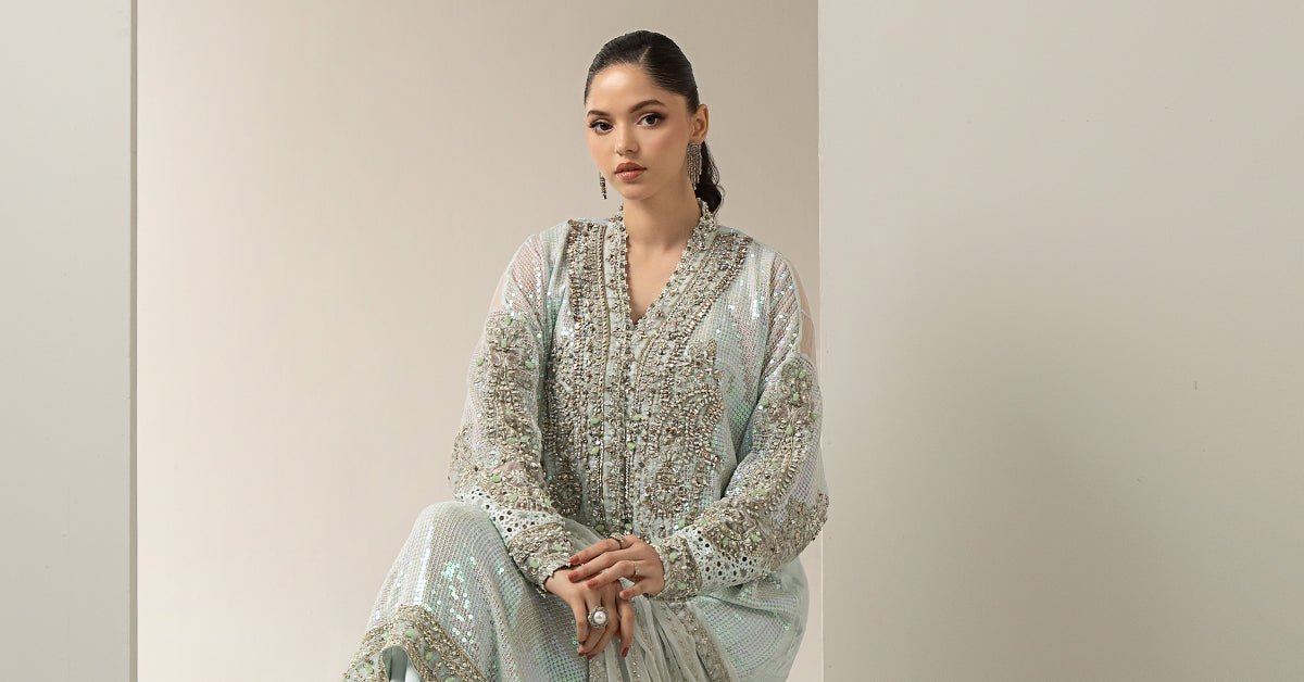3 Piece Embroidered Chiffon Suit | BDS-3005