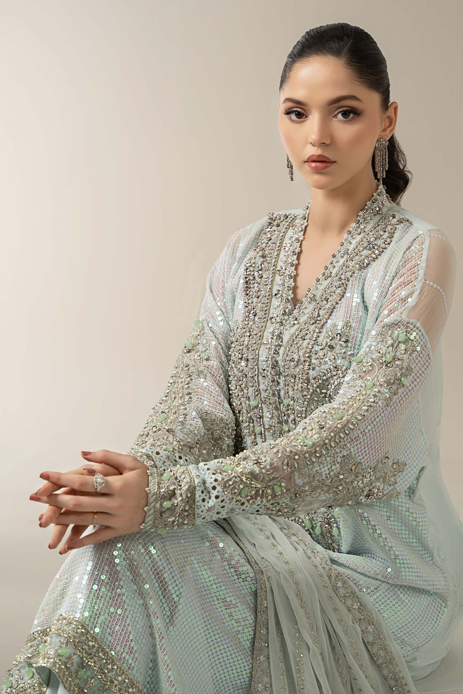 3 Piece Embroidered Chiffon Suit | BDS-3005