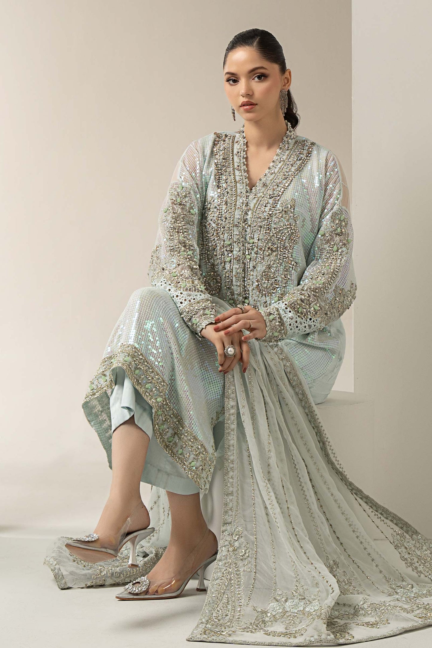 3 Piece Embroidered Chiffon Suit | BDS-3005