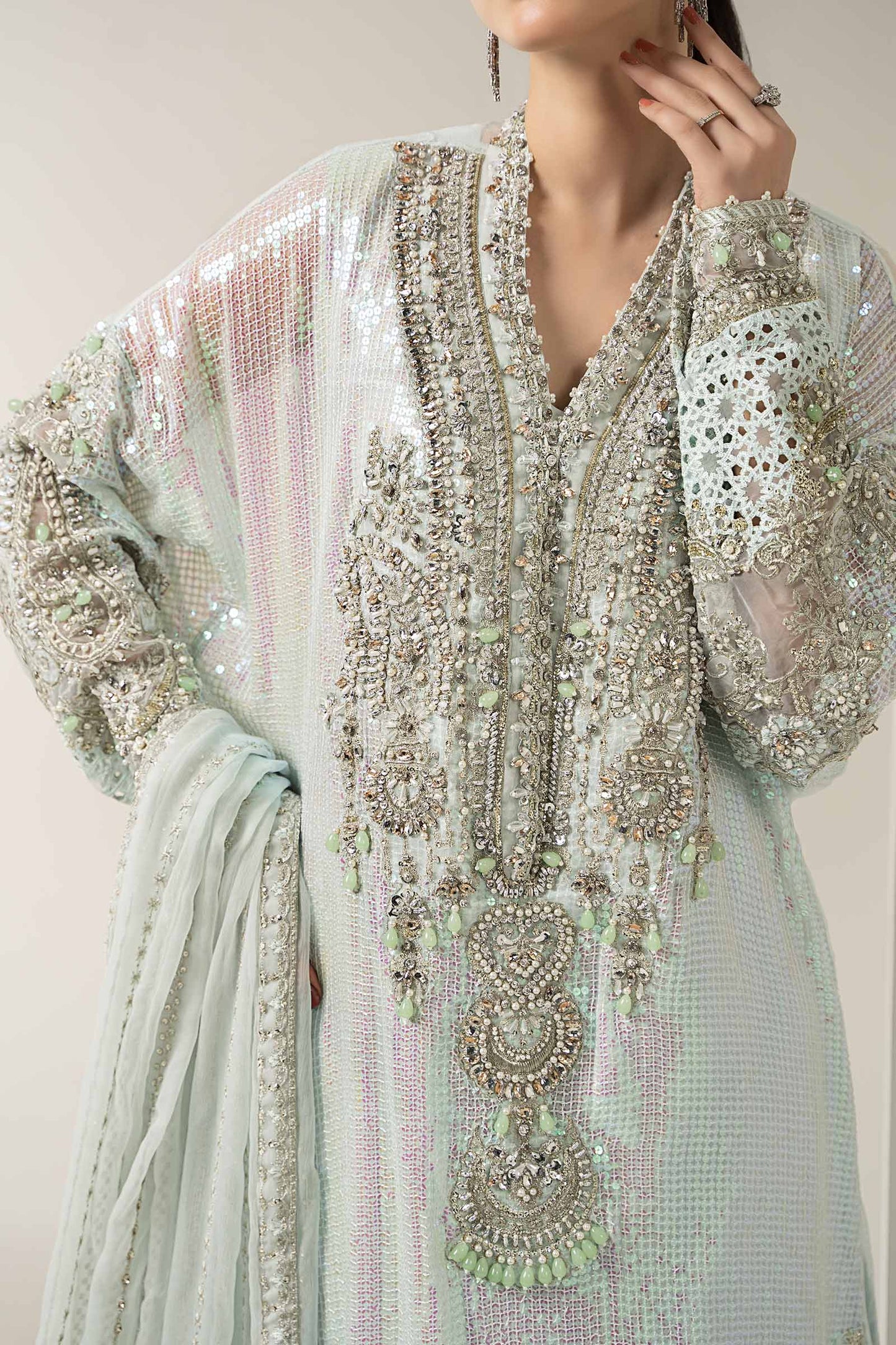 3 Piece Embroidered Chiffon Suit | BDS-3005