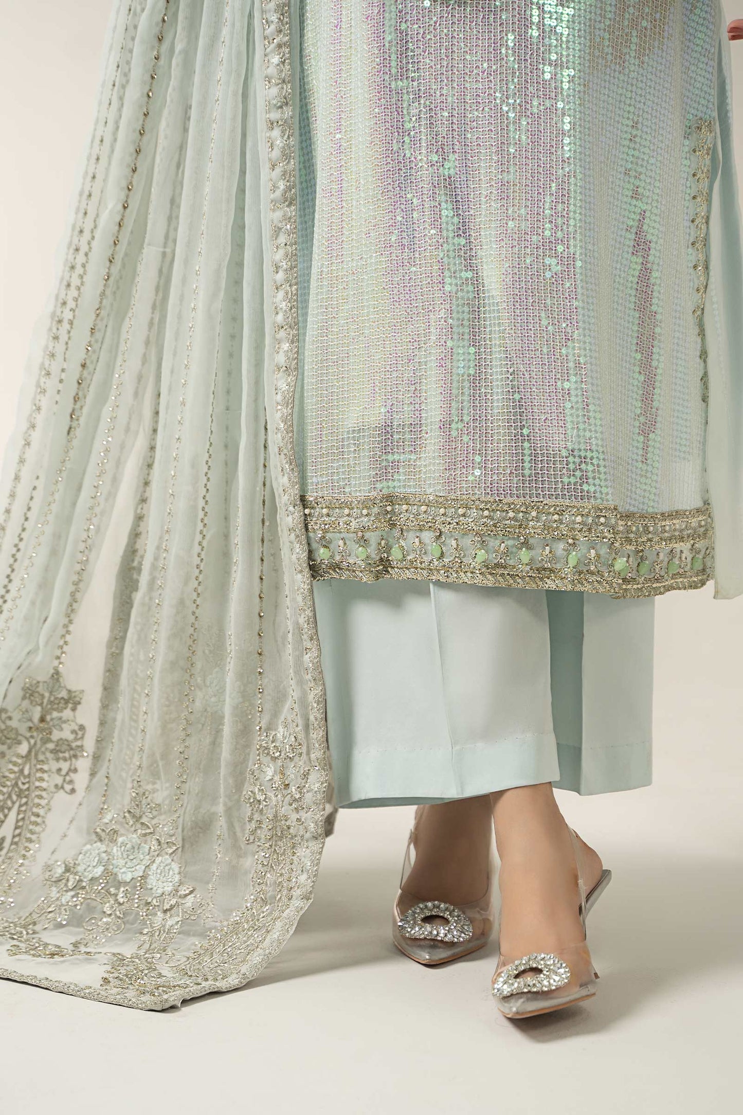 3 Piece Embroidered Chiffon Suit | BDS-3005