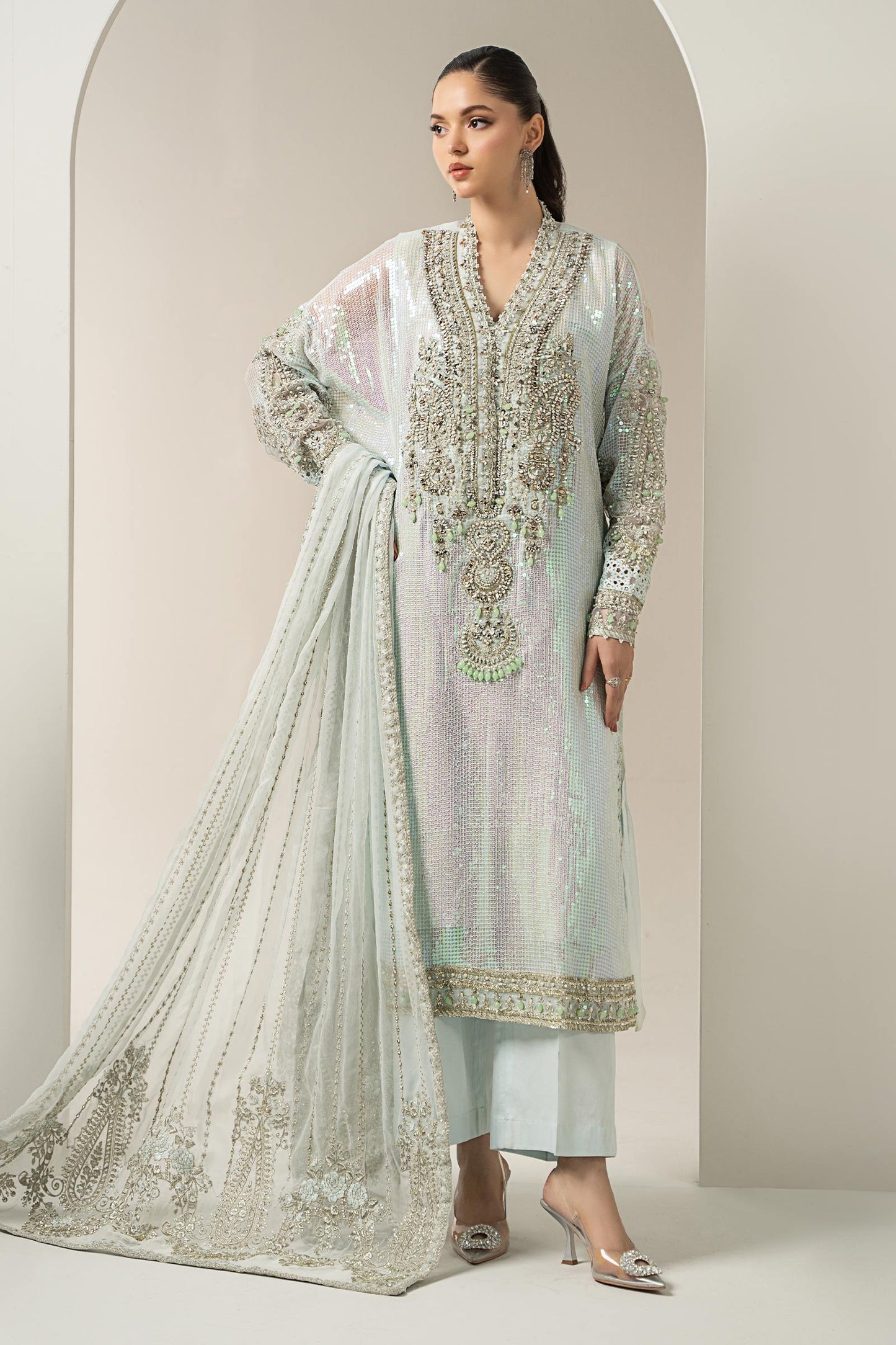 3 Piece Embroidered Chiffon Suit | BDS-3005